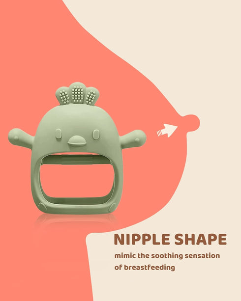 3 Packs Silicone Baby Teething Toy Mitten for Babies Over 3 Months, Anti-Dropping Wrist Teethers, BPA Free (Olive,