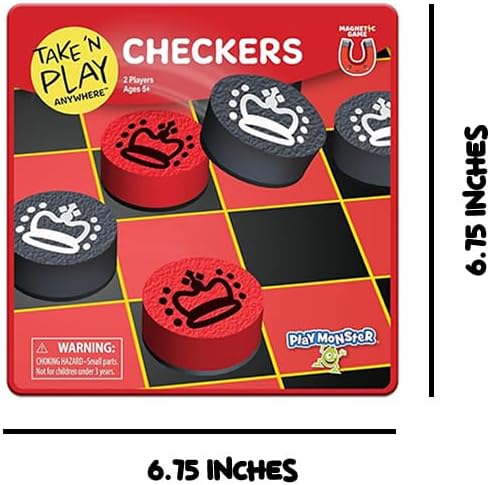 PlayMonster Take 'N Play Anywhere Checkers - Magnetic Travel Game for Ages 4+
