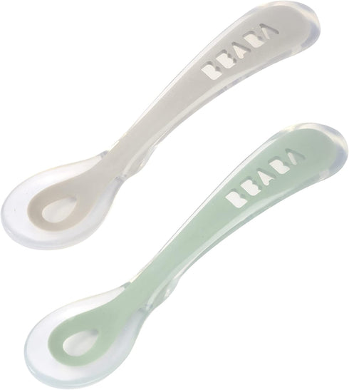 BEABA Toddler's Self-Feeding Spoon Set with Travel Case, Original Silicone Baby Spoons, Baby Essentials, Baby Spoons, Travel Set, Baby Gifts, Sage + Cloud by Beaba
