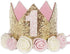 Birthday Crown Hat for Girls, Princess Sparkle Pink Flower Headband Party Decorations