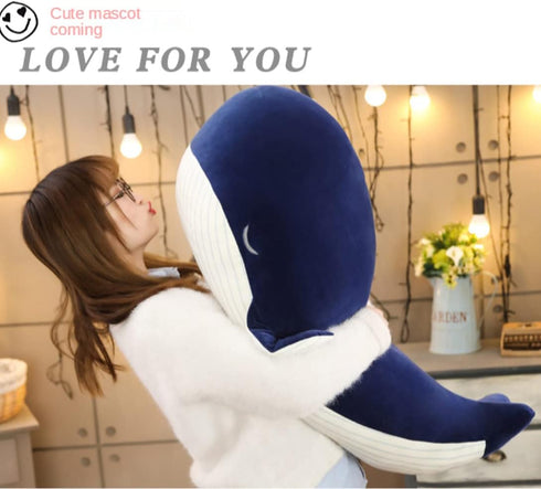 MUPI Whale Stuffed Animal Big Blue Dolphin Doll Toy Cushion Pillow Plus (33 Inch) - Soft Simulation Cotton, 4 Size Down