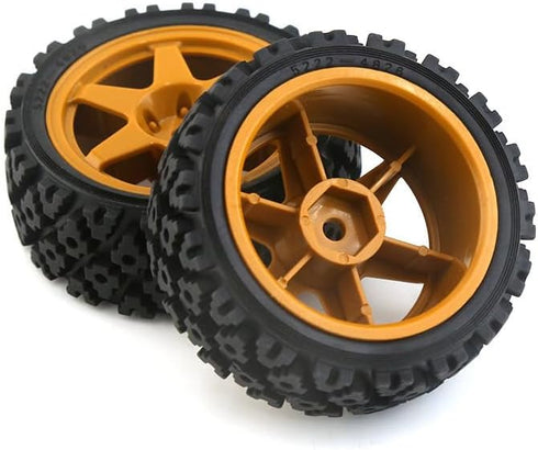 RC Buggy Rubber Mud Rally Tires, Black Spoke Tyres Compatible with Tamiya 1/10 TT01/TT02/XV-01/HPI RS4
