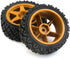 RC Buggy Rubber Mud Rally Tires, Black Spoke Tyres Compatible with Tamiya 1/10 TT01/TT02/XV-01/HPI RS4
