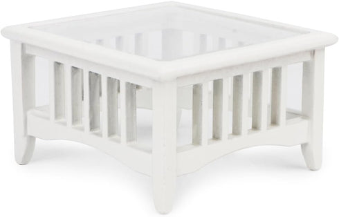 1:12 Dollhouse Coffee Table Miniature Furniture Scale Wooden Tea Table Square Shape Side Tables Acrylic Tabletop Props