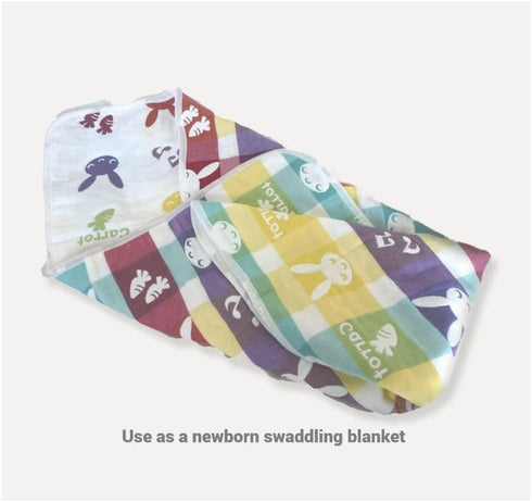 2 Layer Blanket, Muslin Cotton Jacquard Bed Blanket, Lightweight Super Soft and Warm, Crib Blanket