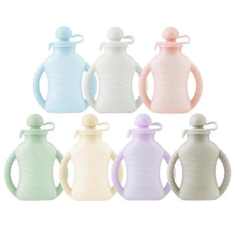 7-Pack 4oz 2 PandaEar Reusable Silicone Baby Food Pouches with Handles, Refillable Squeeze Pouches for Toddlers