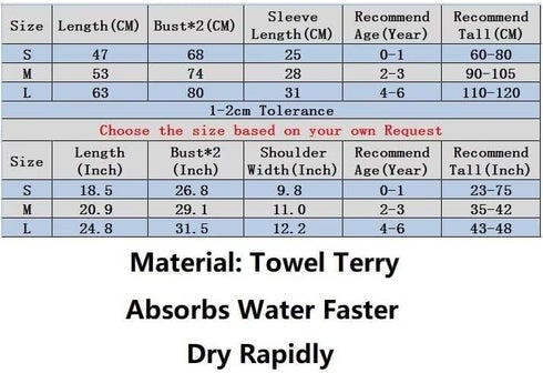 Unisex Baby Boy Hooded Bathrobe Towel - Ultra Absorbent Terry Cloth for Infants