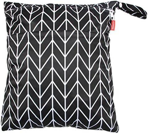Damero 3pcs Travel Wet and Dry Bag with Handle for Cloth Diaper, Pumping Parts, Clothes, Swimsuit, Black Arrows