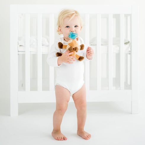 PaciBuddy Deer Pacifier Holder - Plush Toy with Detachable Pacifier & Universal Adapter for 0+ Months