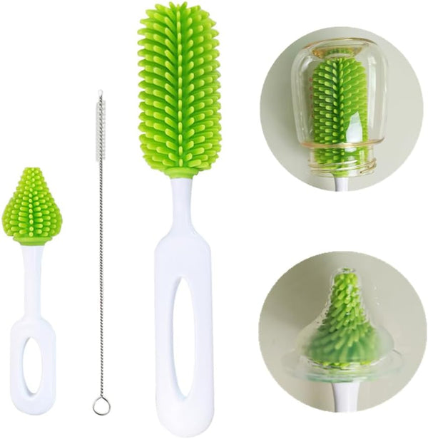 3 PCS Baby Bottle Cleaning Brush, Durable Silicone Bottle Brush for Washing Baby Bottles, Vases, and Glassware