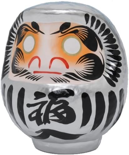 Daruma Doll Handmade in Takasaki, Japan, #1 H4.3-Inch Silver
