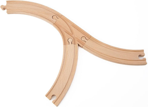 ORBRIUM 8X 3.5 Curved Switch Tracks Wooden Train Expansion Set, Compatible with Thomas, Chuggington, Brio