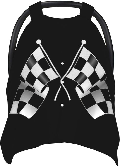 SHANGYINGJI Cool Black and White Checkered Flag Car Seat Cover Baby Carseat Covers