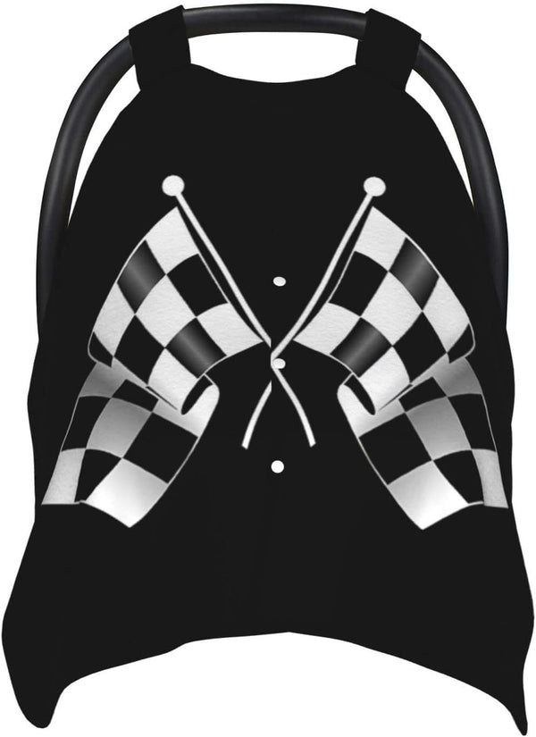 SHANGYINGJI Cool Black and White Checkered Flag Car Seat Cover Baby Carseat Covers