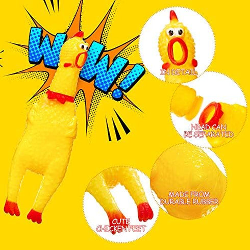 Gejoy 15 6.3 Inch(Yellow) Pcs Rubber Screaming Chicken Queeze Novelty Toys Squeaky Noise Shrilling Shrieking Squawking