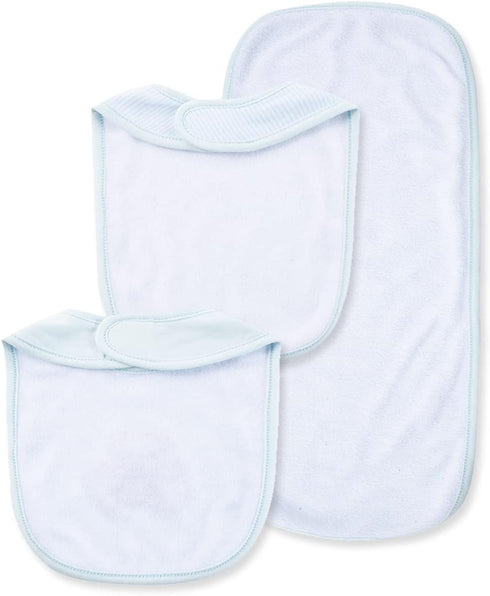 Little Me Baby Boy Newborn Bib and Burp set, Light Blue, One Size