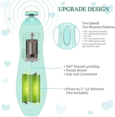 GIFTER Trimmer 6 Electric Nail with Light Clippers File Grinding Heads Whisper-Quiet for Newborns Toddlers and Adults