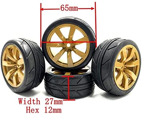 1/10 Scale OnRoad Rubber Tires & Wheels Rims Hex Hub 12mm (no glued) for RC Touring Car Tyre (4pcs/Set)