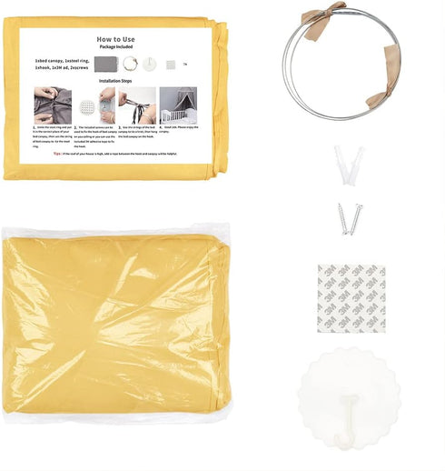 IBIZA VIBE (02CNP0002-YL) MAMERIA Kids Bed Canopy with Frills Cotton Cover Net for Baby Crib Reading Nook Curtain