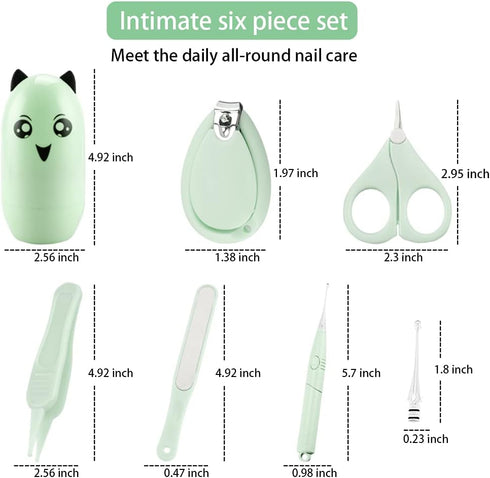 5-in-1 Baby Nail Kit, Baby Manicure Set with Clipper, Scissors, Tweezers, Glowing Ear Scoop, Nail File, Cute Case