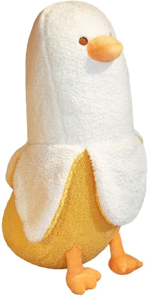 Banana Duck Plush Toy 19.6'', Cute Long Banana Duck Plushie, Funny Hugging Pillow Gifts for Boys Girls (White)