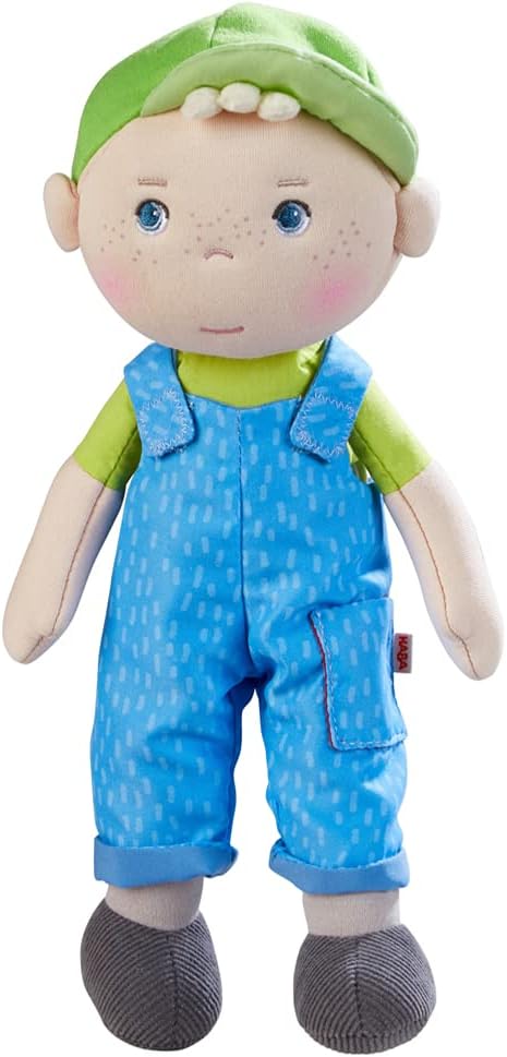 HABA Snug Up Soft Doll Till - 10" Soft Boy Doll with Blonde Hair, Machine Washable