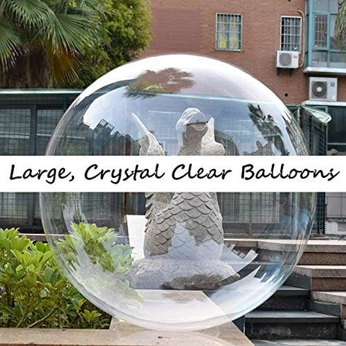 Clear Balloons Large, 10 Pcs Wide Neck Pre-Stretched Big Giant Transparent Bubble Balloons for Stuffing