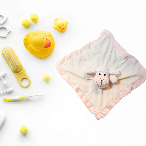 Lamb Baby Lovey - Super Soft 12" Square Security Blanket for Girls or Boys, Ultra Soft Polyester, Machine Washable