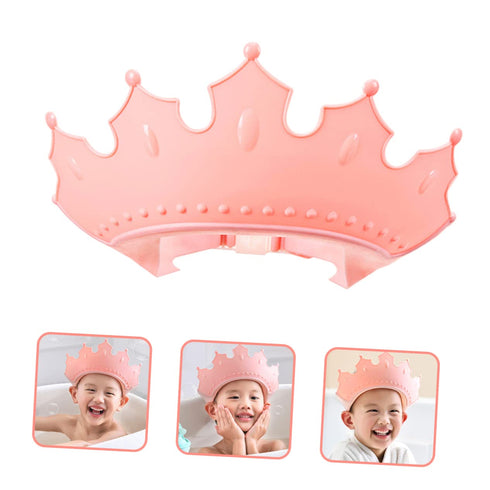 KOMBIUDA Boy Girl Bath Caps Adjustable Shampoo Hat for Boy Girl Crown Shape Design for Fun Bathing Protects Eyes
