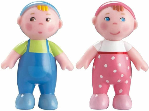 HABA Little Friends Babies Marie & Max, 2.5" Twin Baby Dollhouse Toy Figures (2 Piece Set)