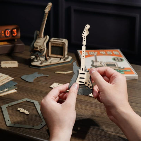 ROKR Wooden 3D Guitar Puzzle - Musical Instrument Model Kit for Teens and Kids, DIY Desk Decor