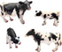 Realistic Farm Cow Model Figures Toy Set, 4pcs Cow Statues Family Figurines Collection for Preschool Educational Play