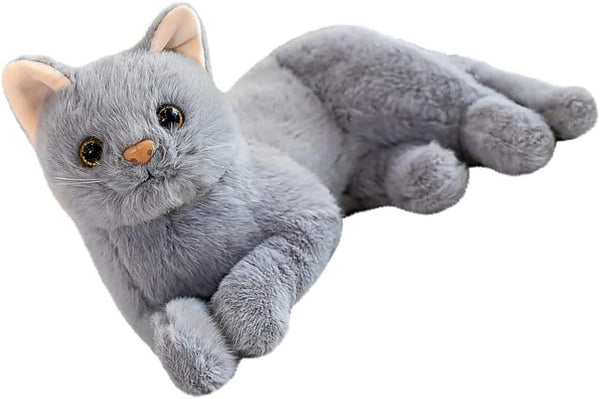 Toddmomy Plush Stuffed Cat Doll Toy, Adorable Grey Cat Stuffed Animal, Cartoon Cat Doll for Kids Home Decor and Sofa