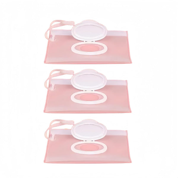 SelHeng 3Pcs White Portable Baby Wipe Case Travel Holder Keeps Wipes Moist Set