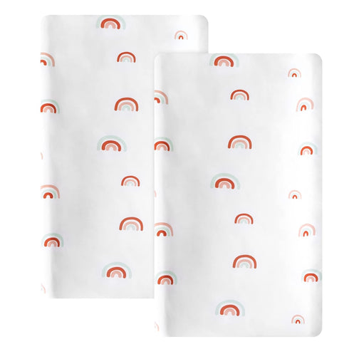 Rainbow Changing Pad Cover 2 Pack, 32”x17”x5.5” for Standard Baby Changing Pads, Universal Microfiber Soft Sheets