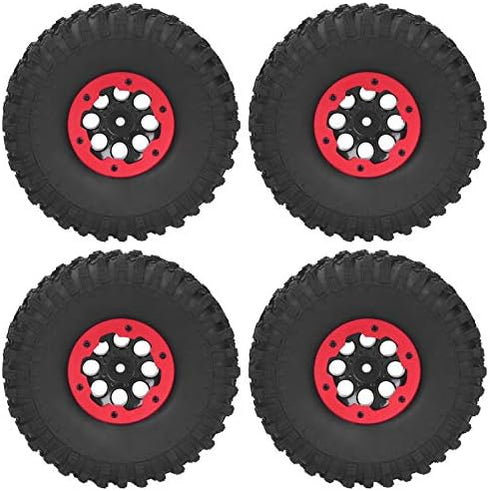 4Pcs RC Racing Tires 120mm, 1/10 Scale Rubber Inflatable Remote Control Model Climbing Car Tire (Red)