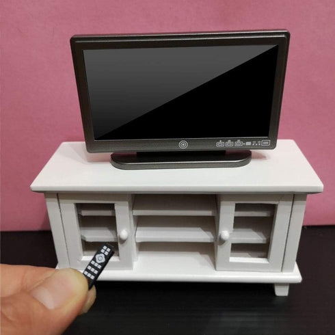 1:12 Miniature TV with Remote Control for Dollhouse Accessories and Furniture Decoration