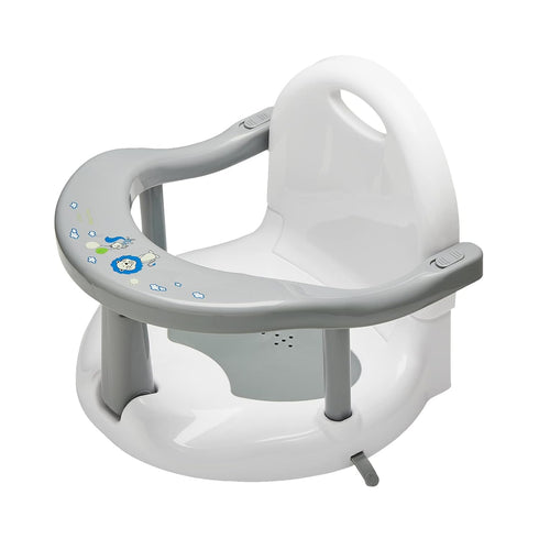 DAOLUAN Baby Bathtub Seat, Non-Slip, Suction Cups, 6-18 Months, Foldable, Portable, Plastic, Grey