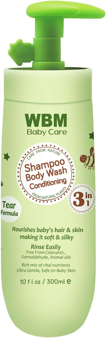 Care 3 in 1 Baby Shampoo with Honey, Wheatgerm & Olive Oil - Nourishing No Tear Formula, 10 Oz