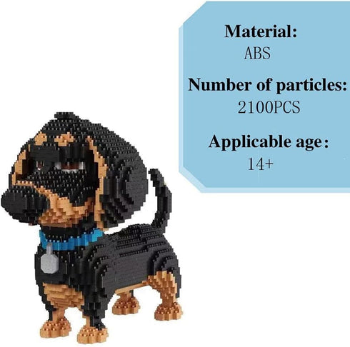 Mini Dog Building Blocks Pet Toy Bricks - Micro Mini 3D Puzzle Building Blocks Set for Kids or Adults (Black Dog
