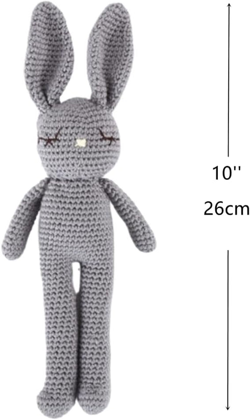 Moni's Choice Handmade Stuffed Plush Baby Crochet Bunny Rabbit, Grey Lovey Sleep Toy for Newborns