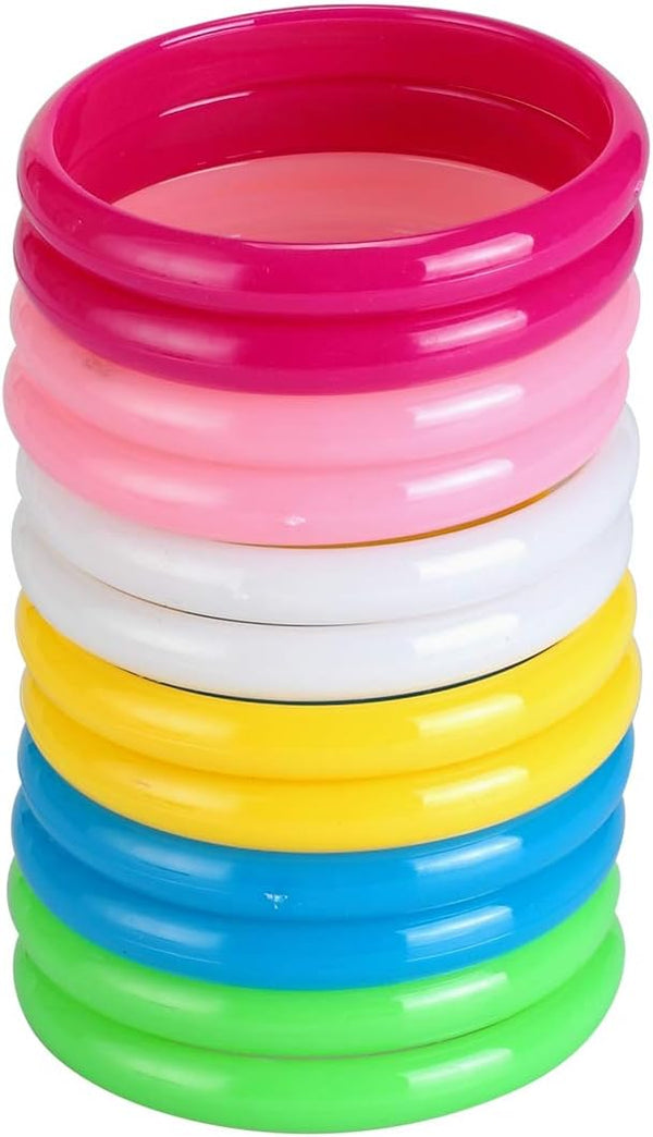 BinaryABC Plastic Bangle Bracelets, Candy Color Bracelet Party Favors Pack for Birthday Party, 12pcs (Adult Size)