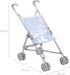 2 18 JC Toys Boutique | Folding Umbrella Doll Stroller for Children Years Plus, Blue Stripes and Soft Embroidery |