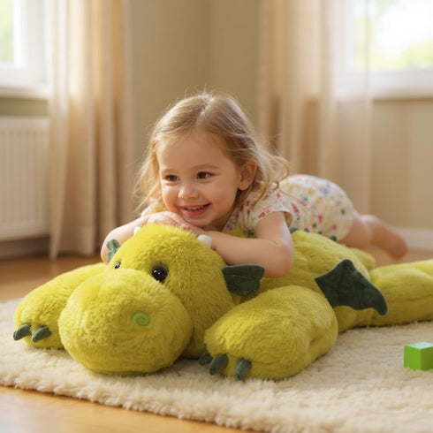 (20" 3.3 lbs) Weighted Dragon Stuffed Animal Soft Weighted Plushes Cute Green Dragon Plush Toy Birthday Gift for Boys