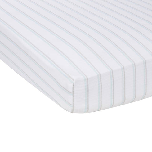 Blue & Grey Stripes MiracleWare Muslin Crib Sheet