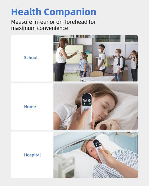 Digital Thermometer for Adults and Kids, Accurate Ear and Forehead Temperature Readings, Touchless with Large LED