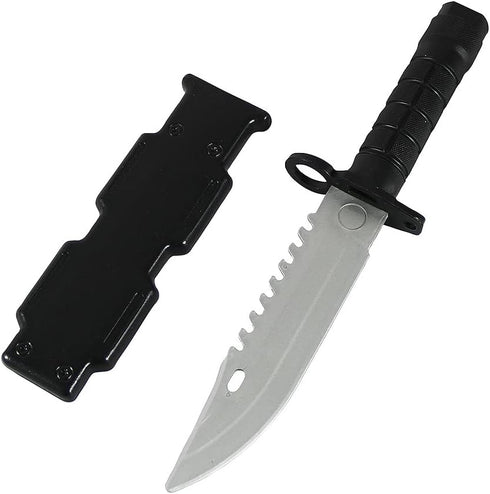 Harmless Fake Knife Toy for Kids - 10 Inch Safe Black Knife with Scabbard for Halloween Party