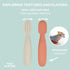 BEABA Set of 2 Silicone Pre-Spoons, For Babies 4-8 Months, Ultra-Soft Silicone Spoons to Help with Self Feeding, Designed with Specialist, Baby Utensils, Terracotta/Grey by Beaba