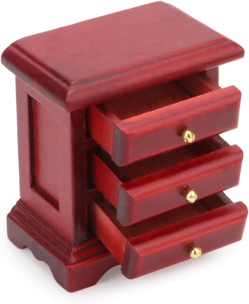 1:12 Miniature Bedside Furniture Dollhouse Nightstand Bedroom Drawer Cabinet Model Accessories Mini House Scene