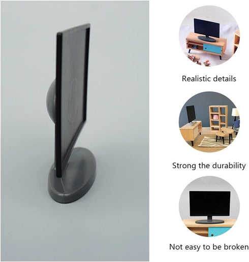 Toyvian Miniature Dollhouse TV, Black Simulation Plastic Television Furniture Model for Dollhouse Decoration
